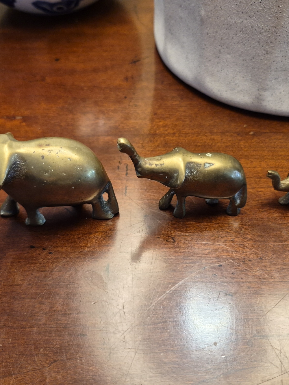 Vintage Brass Elephant Figurines - Set of 3